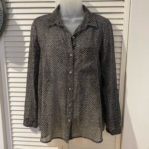 Sheer Black and Gray Chevron Blouse